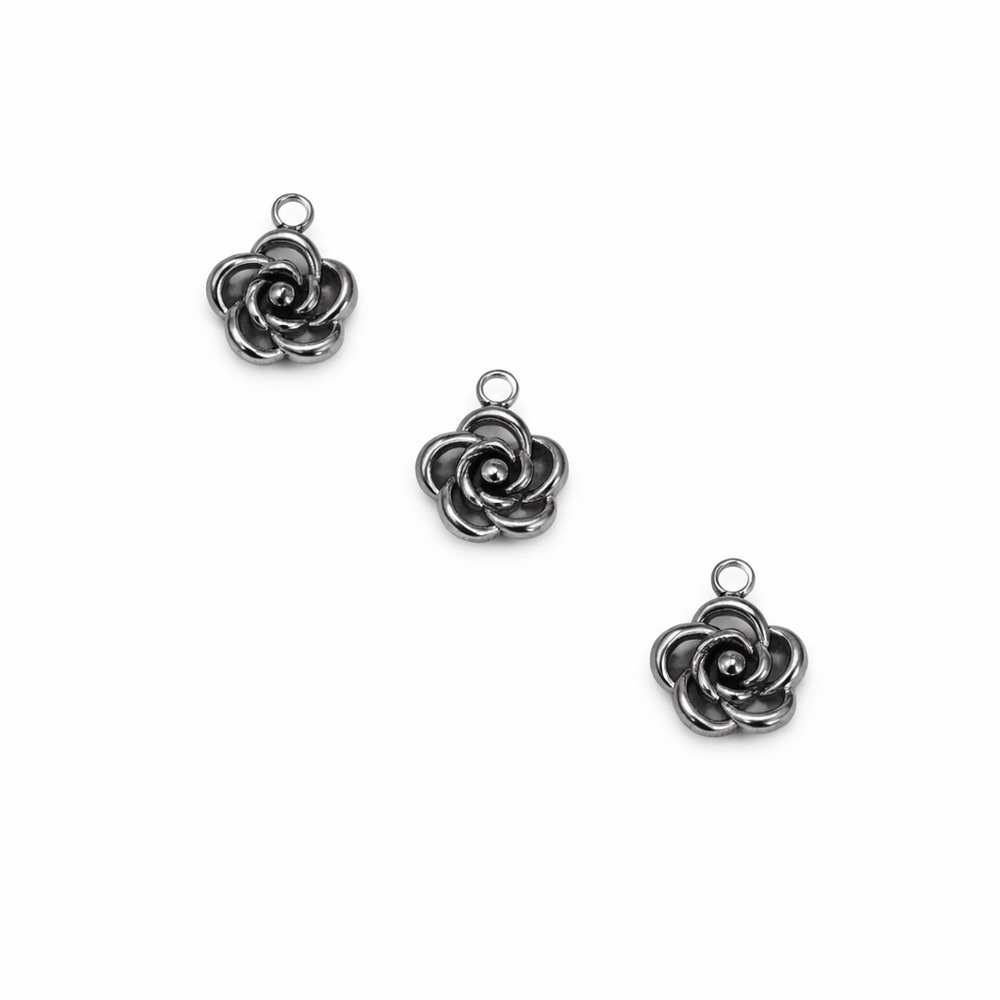 Flower Charm | Silver | Stainless Steel